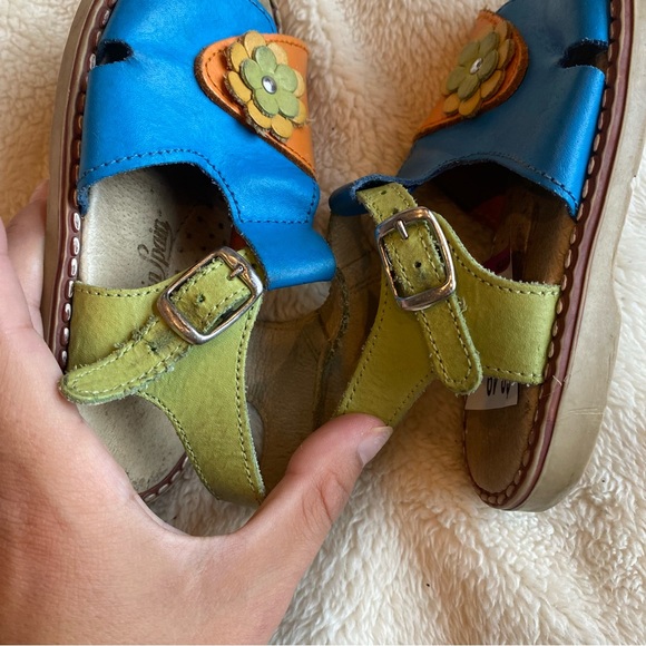 Multi color leather kids salt water sandals EU 23/C7 - Picture 5 of 6